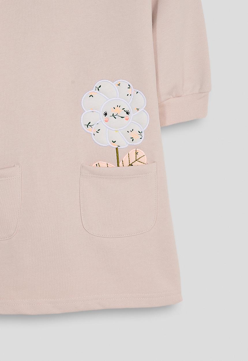 Pop Candy - Patchwork flower sweatshirt dress - seashell pink