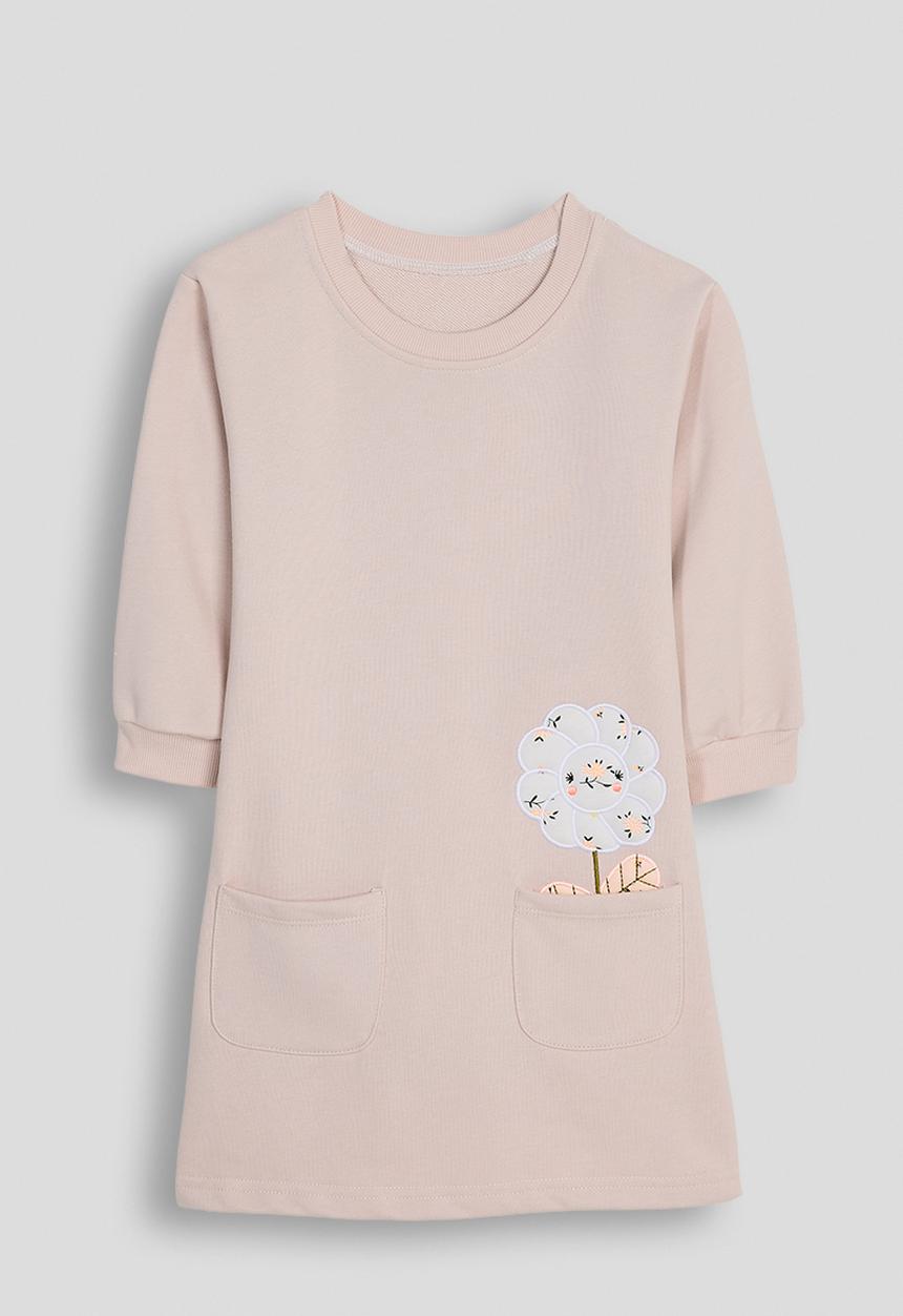 Pop Candy - Patchwork flower sweatshirt dress - seashell pink
