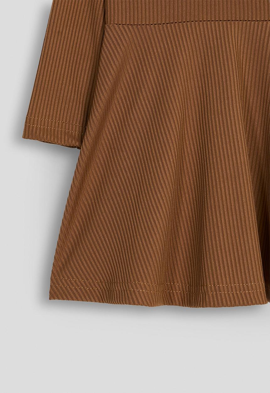 Pop Candy - Ribbed fit and flare dress - brown