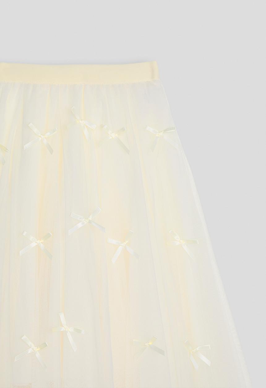 Pop Candy - Bow covered tulle skirt - white