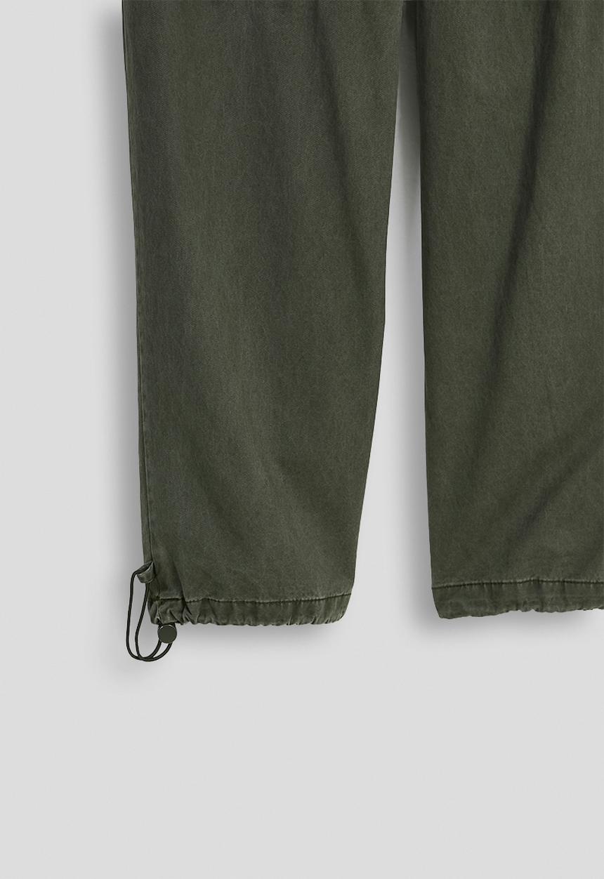 Pop Candy - Panelled wide-leg pants with drawstring hem - khaki olive