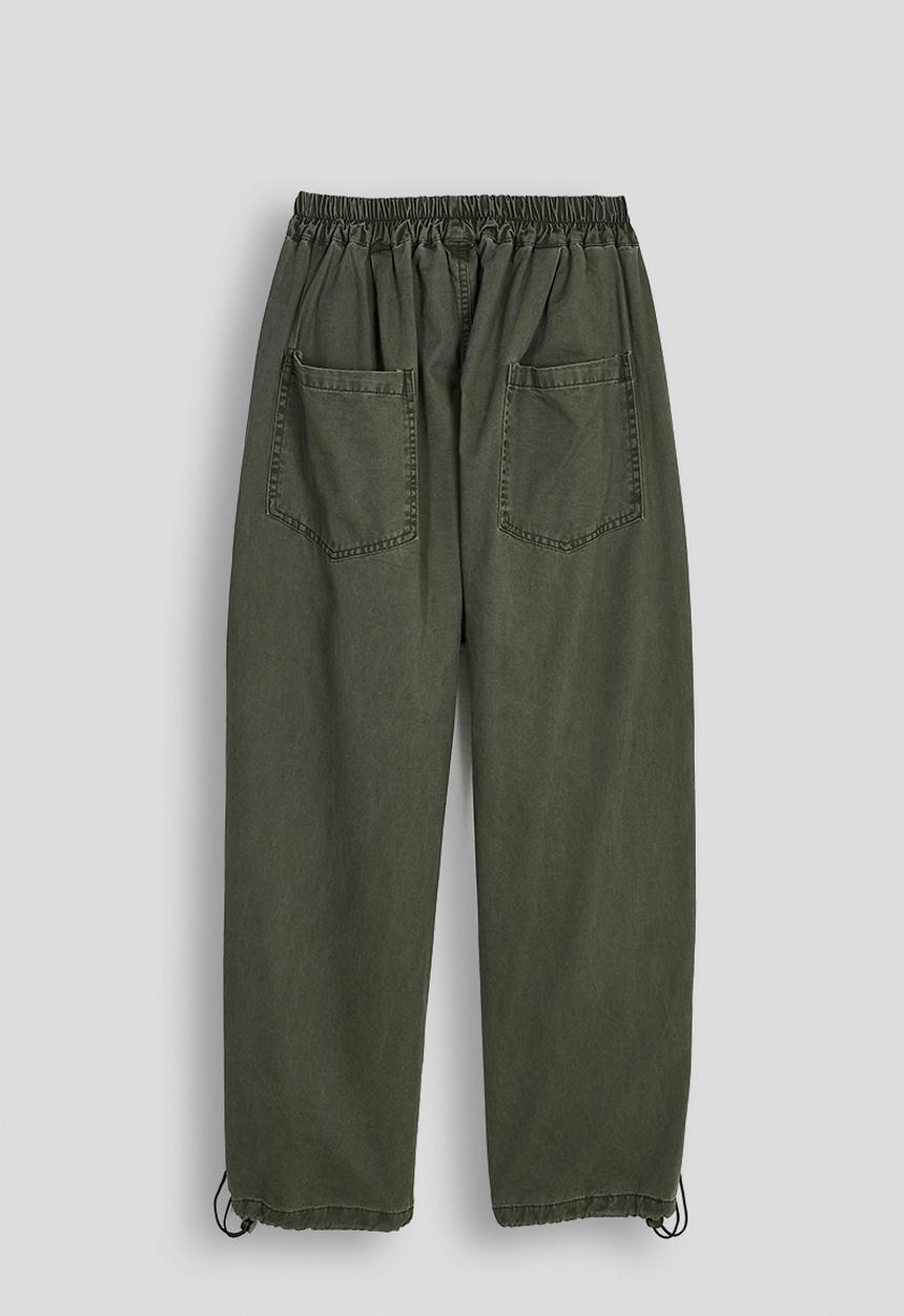 Pop Candy - Panelled wide-leg pants with drawstring hem - khaki olive