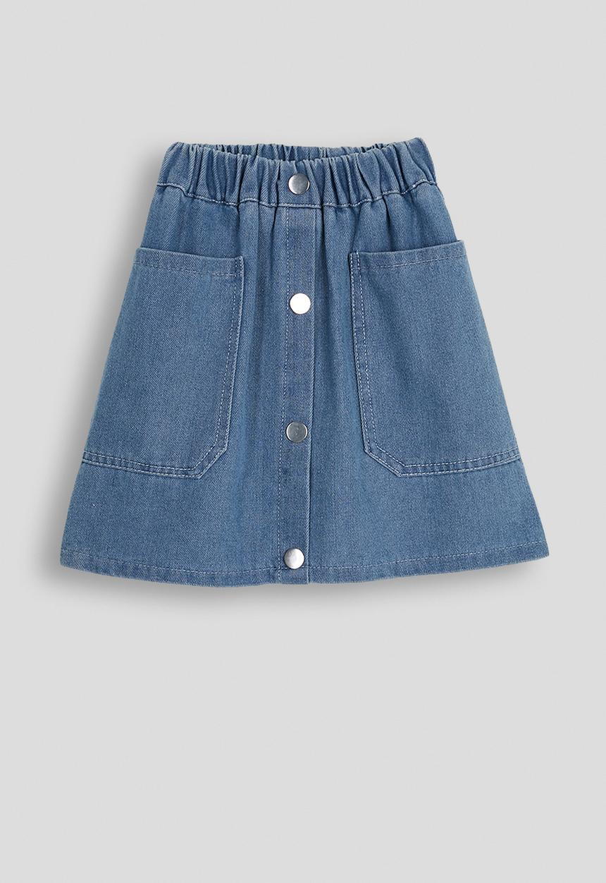 Pop Candy - Denim skirt with large front pockets - blue