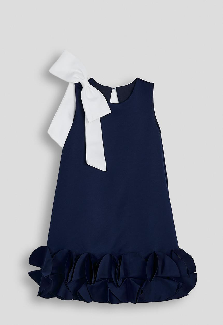 Pop Candy - Aline dress with statement bow - navy/white