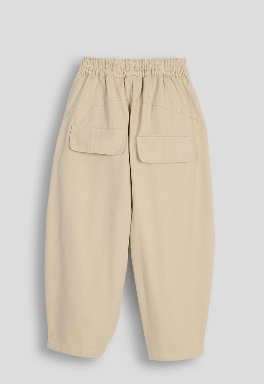 Pop Candy - Twill elasticated waist barrel pants - dutch white