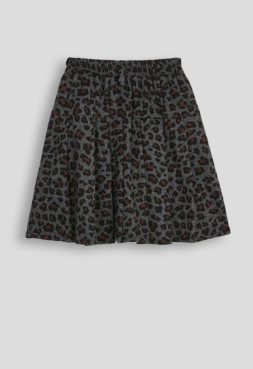Pop Candy - Fork pleated basque mini skirt - grey/leopard print