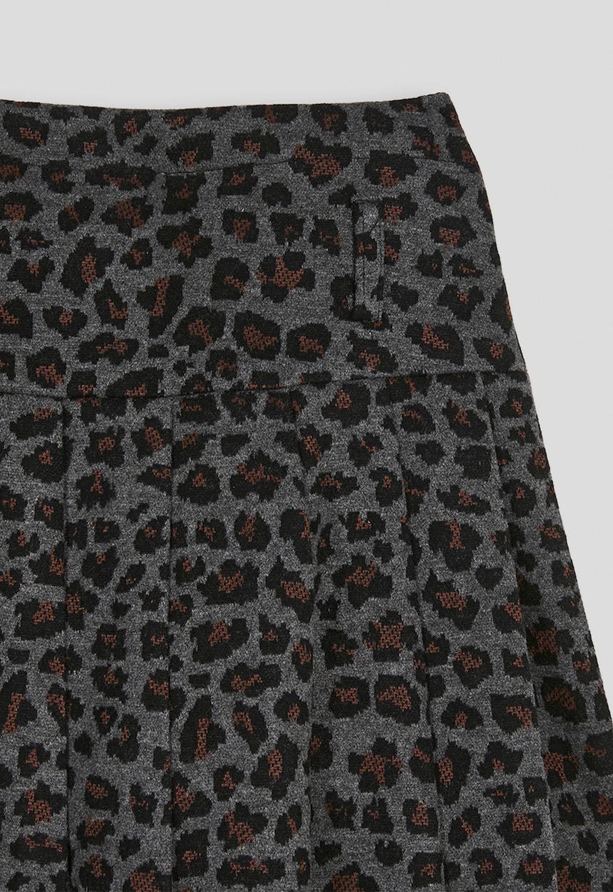 Pop Candy - Fork pleated basque mini skirt - grey/leopard print