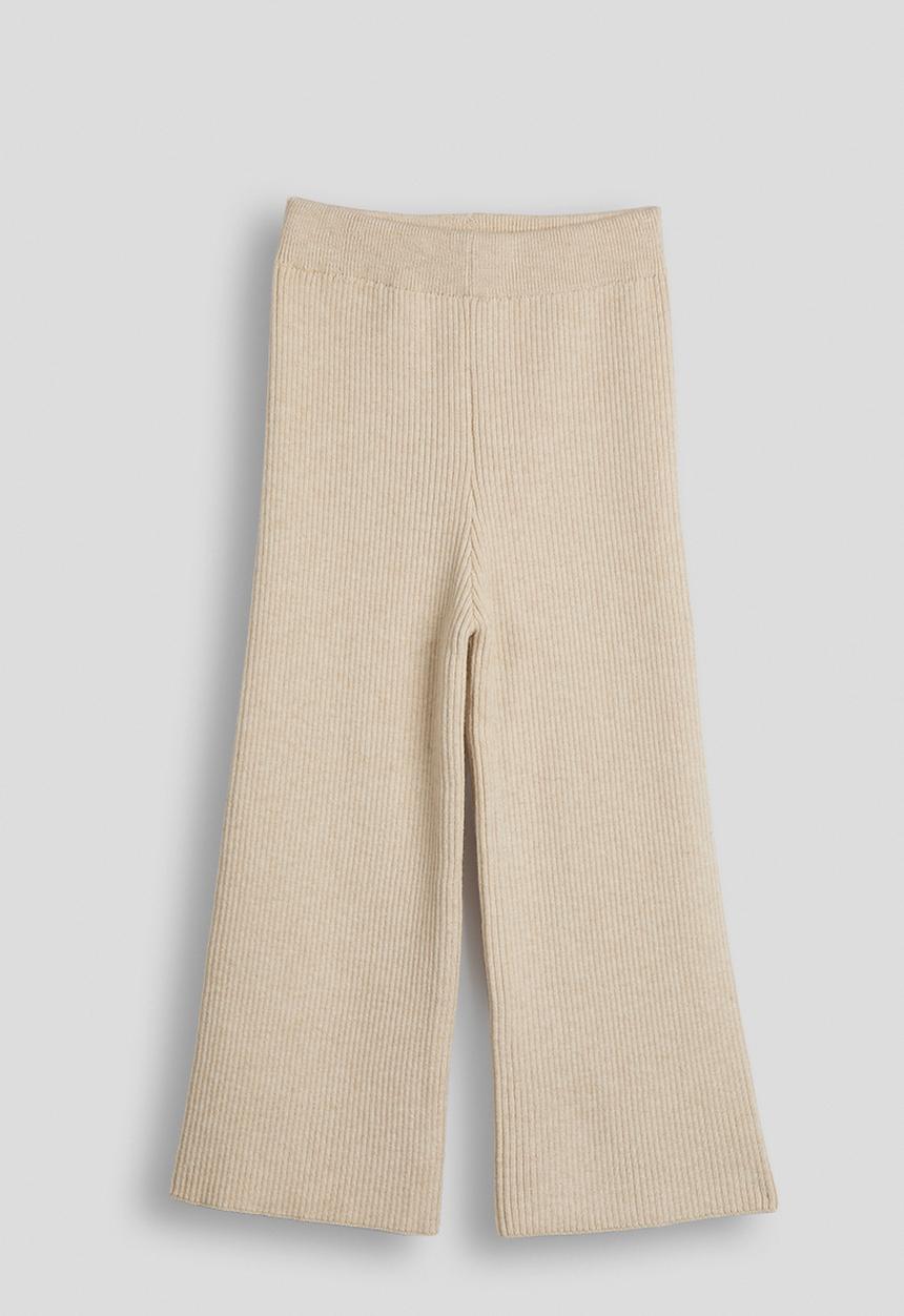 Pop Candy - Ribbed wide leg pants - wheat brown