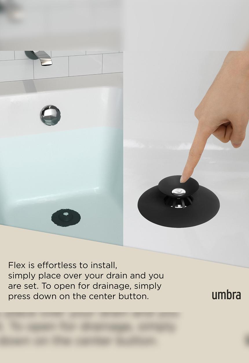 Umbra - Flex Drain Stop Hair Catcher - Black