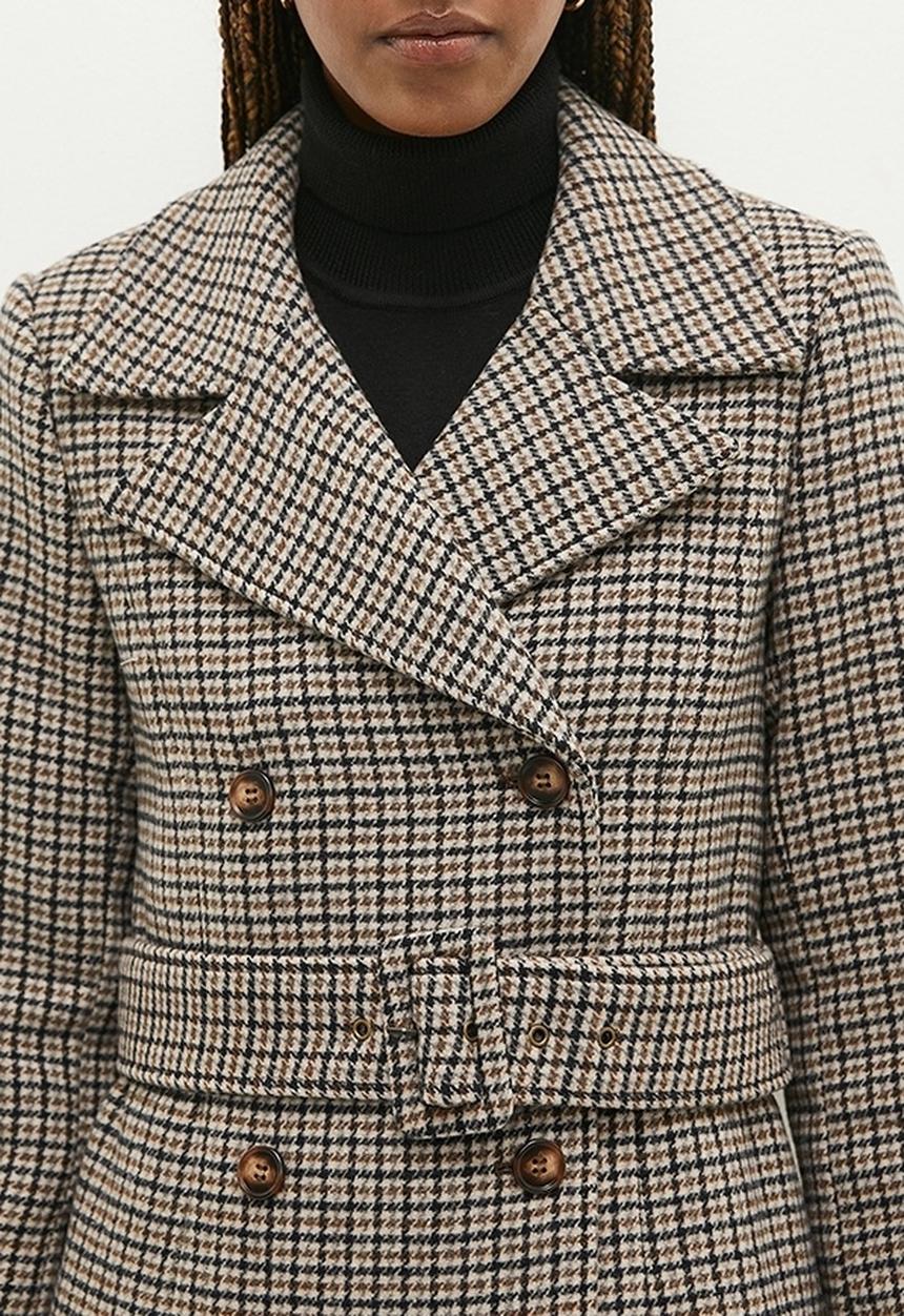 Pringle of Scotland - Haley houndstooth coat - brown
