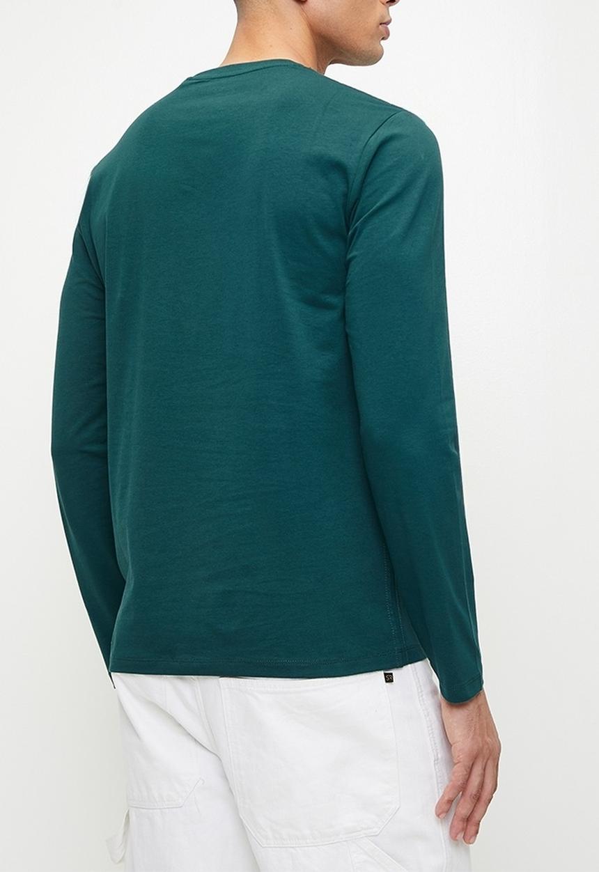 GUESS - Long sleeve cn sprayed flock logo tee - true teal