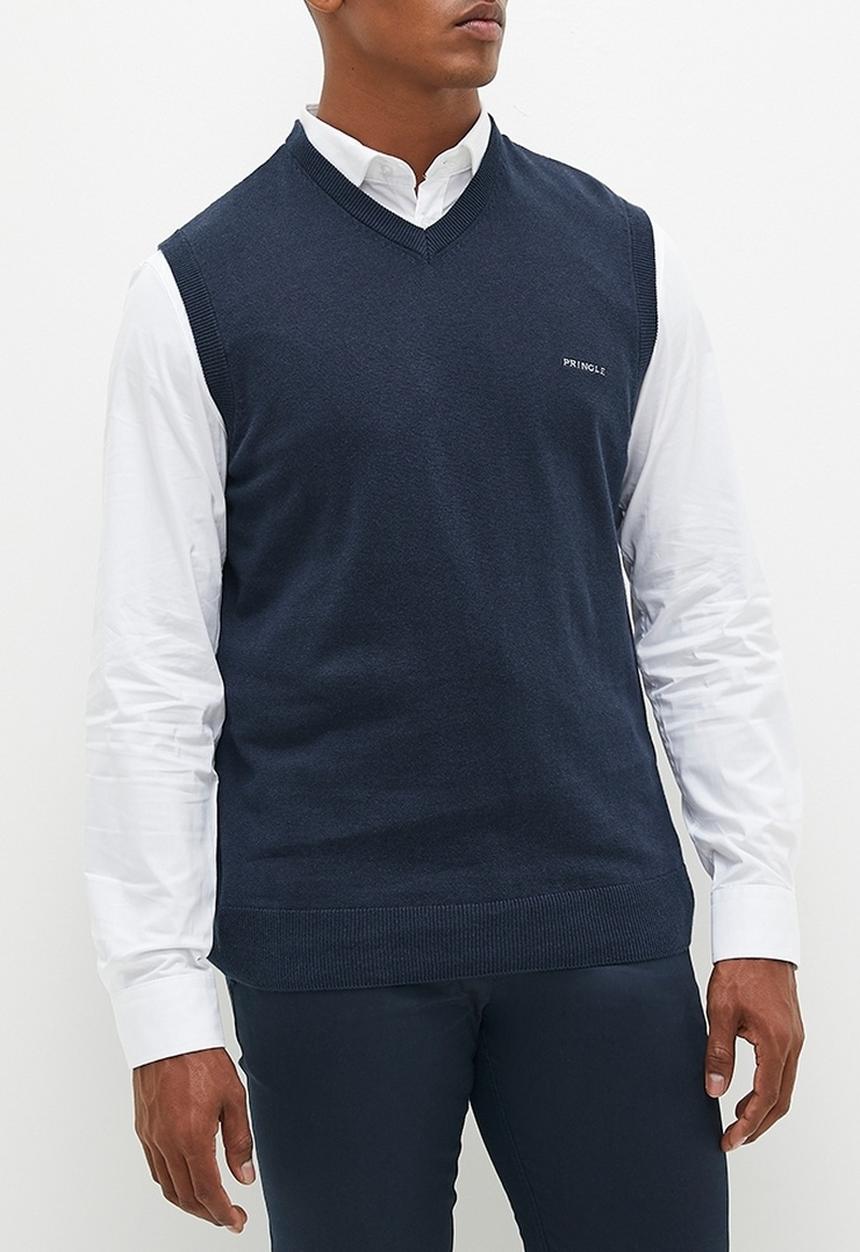 Pringle of Scotland - Pringle ryan sleeveless v-neck knitwear - navy