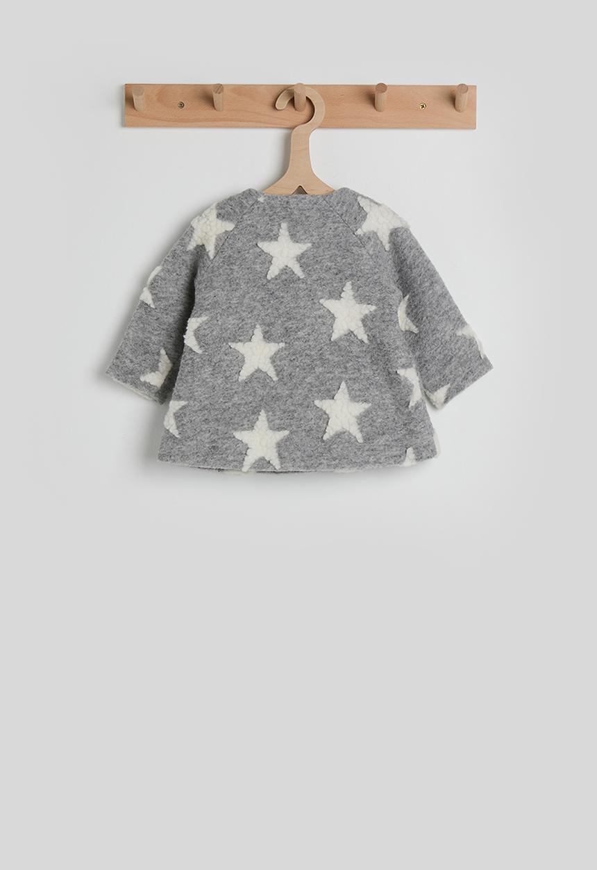 Pop Candy - Melton collarless jacket - cloud grey/star aop