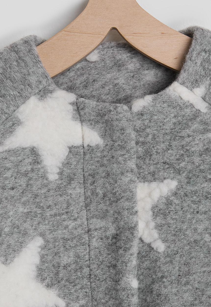 Pop Candy - Melton collarless jacket - cloud grey/star aop