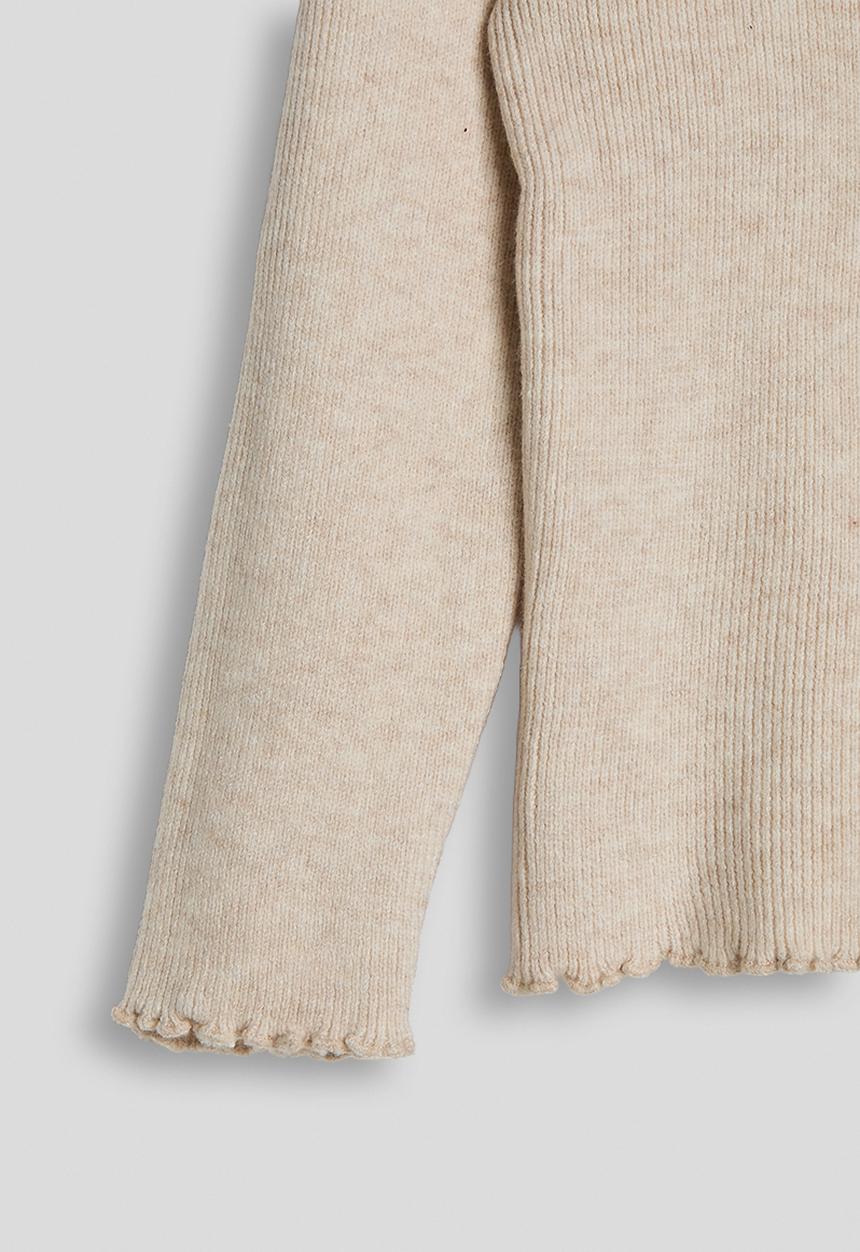 Pop Candy - Ribbed high neck tee - beige