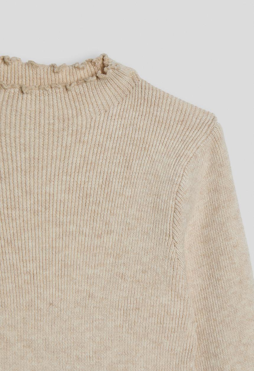 Pop Candy - Ribbed high neck tee - beige