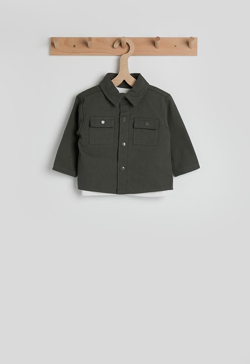 Pop Candy - Cargo-style shirt with long sleeved top - dark grey/white