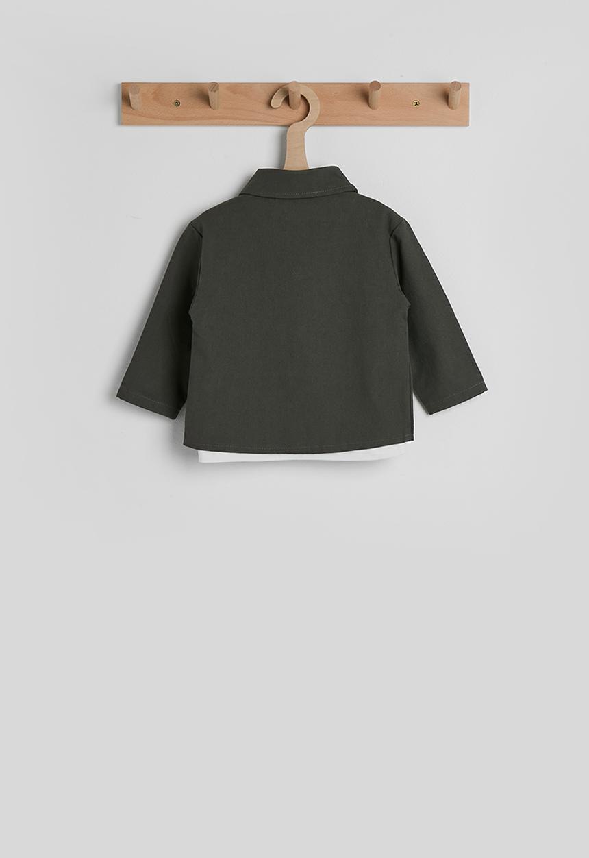 Pop Candy - Cargo-style shirt with long sleeved top - dark grey/white