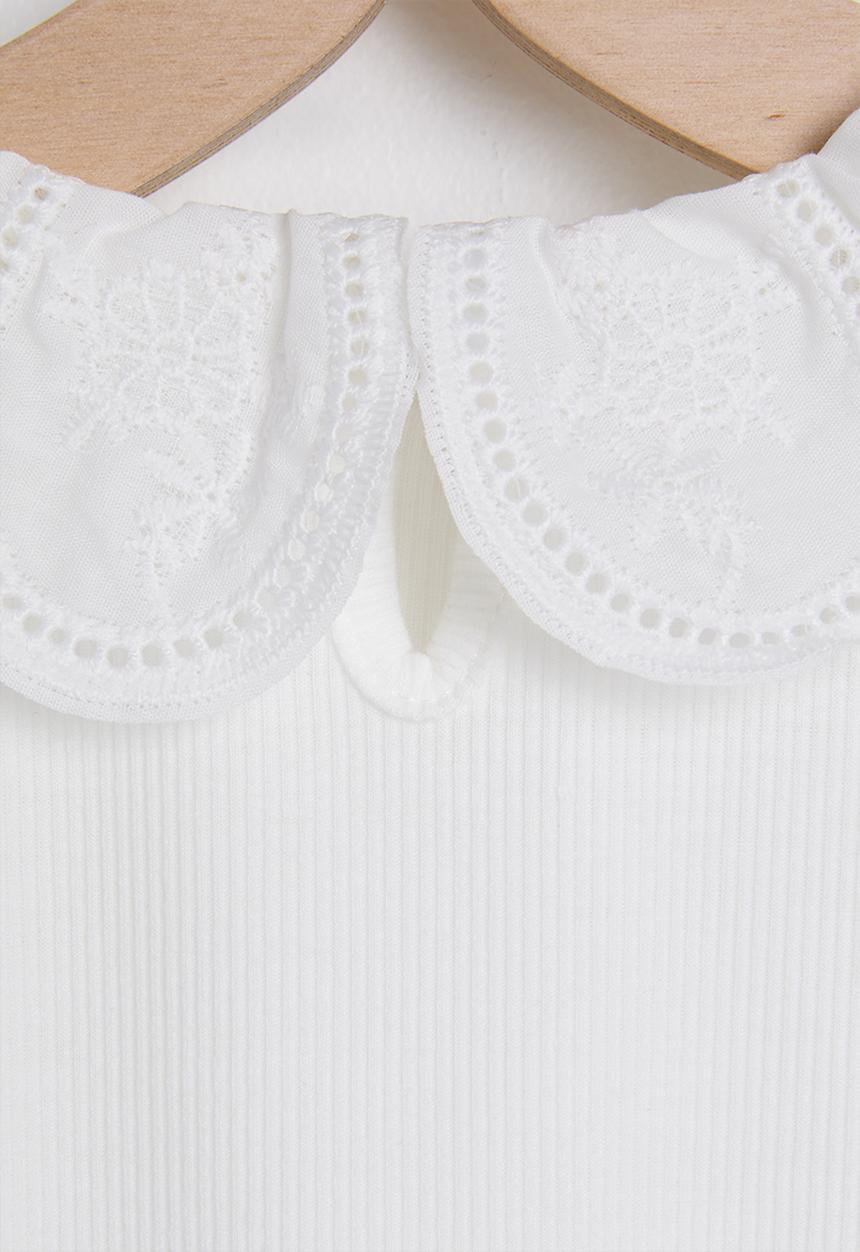 Pop Candy - Scalloped collar blouse - white