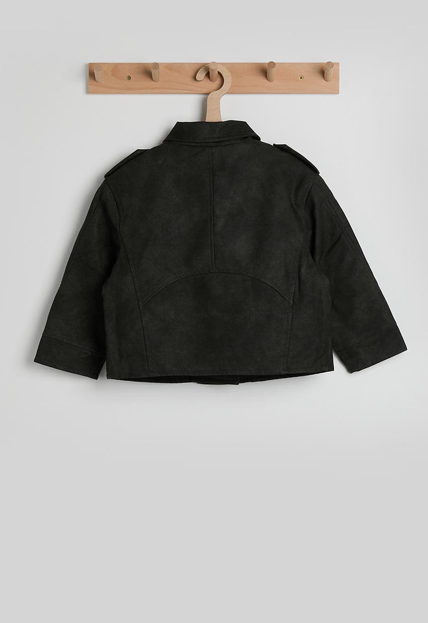 Pop Candy - Faux suede jacket with diagonal zipper - black
