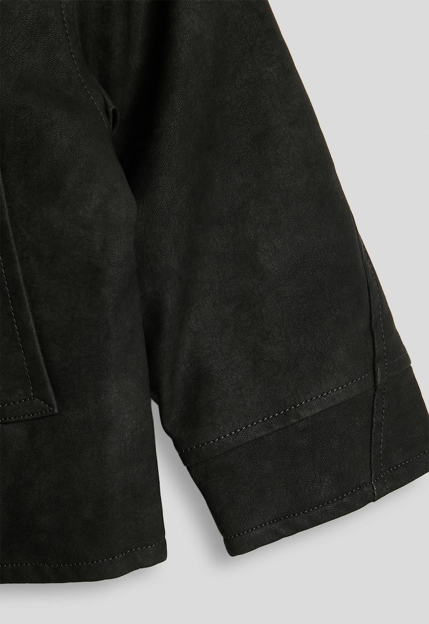 Pop Candy - Faux suede jacket with diagonal zipper - black