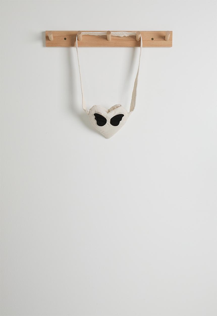 Pop Candy - Puffer jacket with angel wing crossbody bag - black/ivory