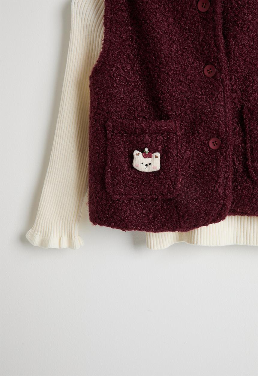 Pop Candy - 4 piece outfit set - cream/burgundy/check