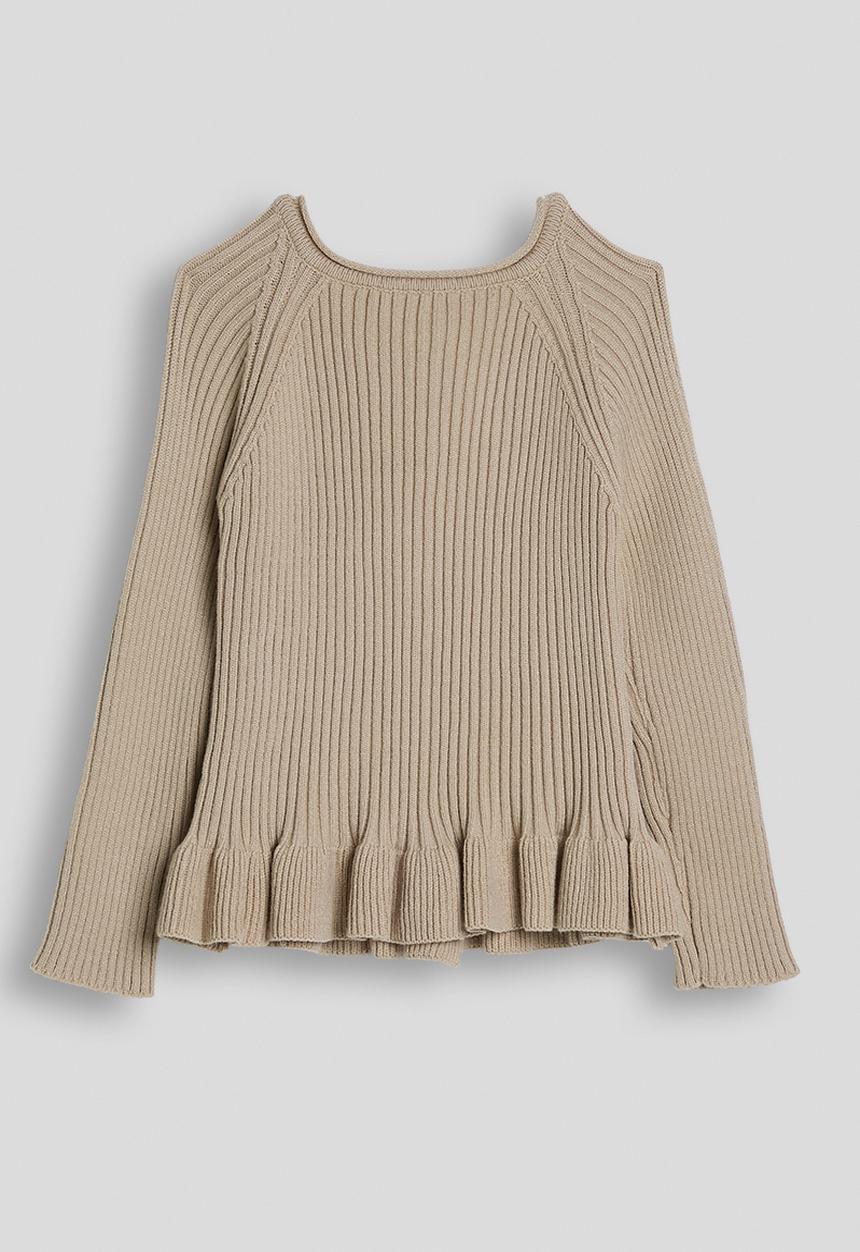 Pop Candy - Knit peplum cardigan with bows - beige