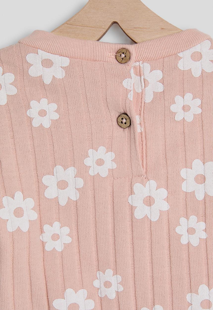 Pop Candy - Wide rib pj set with slippers - pink/floral aop