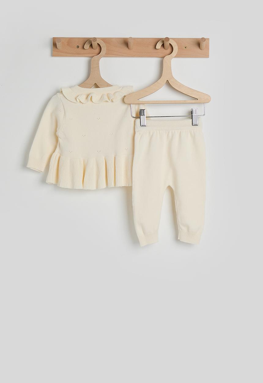 Pop Candy - Knit peplum cardigan & joggers - cream
