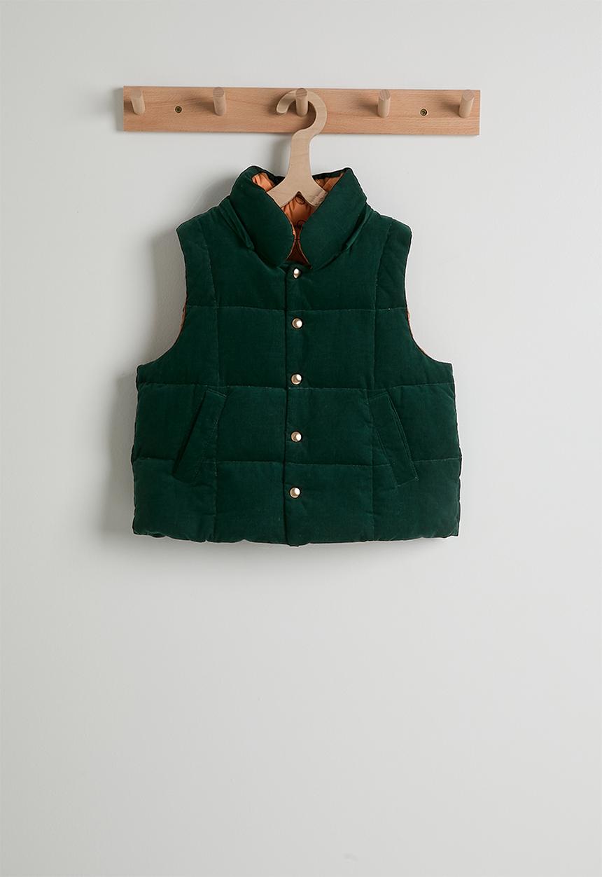 Pop Candy - Pinwale corduroy padded vest - hunter green