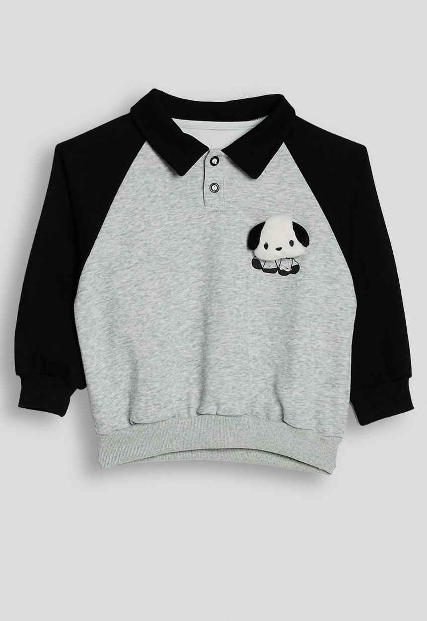 Pop Candy - Puppy power collared sweatshirt with joggers - black/grey