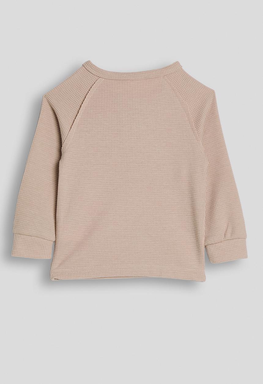 Pop Candy - Henley-style waffle knit top - pancho brown
