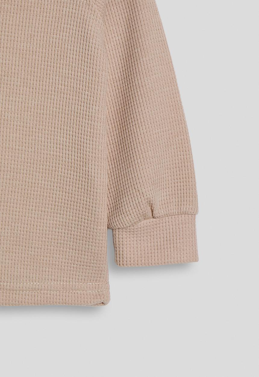 Pop Candy - Henley-style waffle knit top - pancho brown