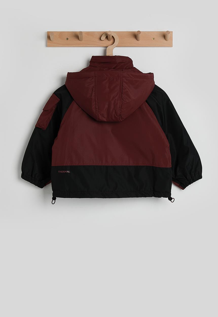Pop Candy - Colour block puffer jacket - dark red/black