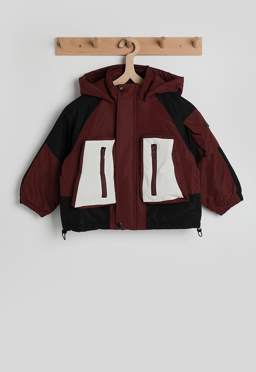 Pop Candy - Colour block puffer jacket - dark red/black