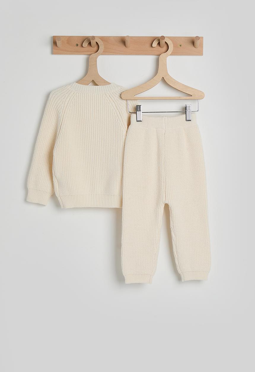 Pop Candy - Ribbed knit cardigan & joggers - cream