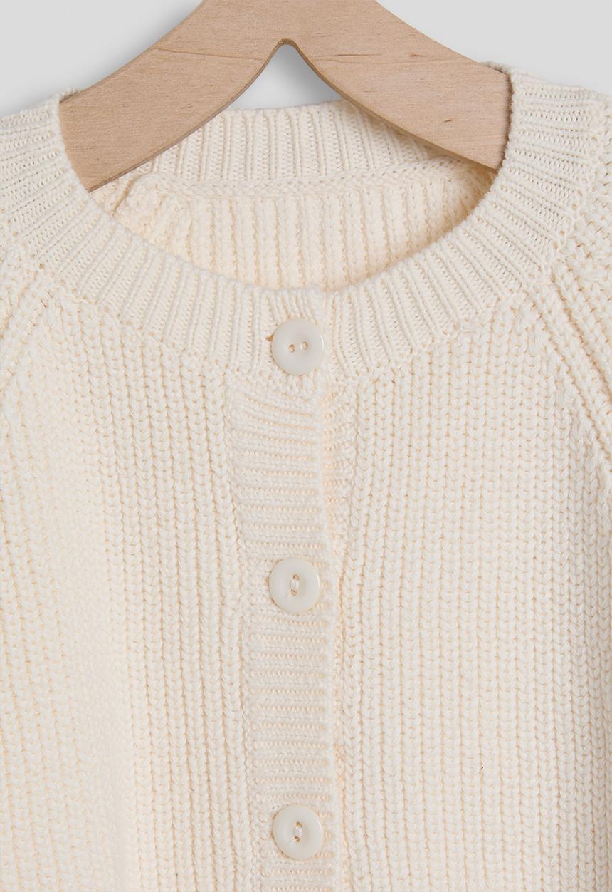 Pop Candy - Ribbed knit cardigan & joggers - cream