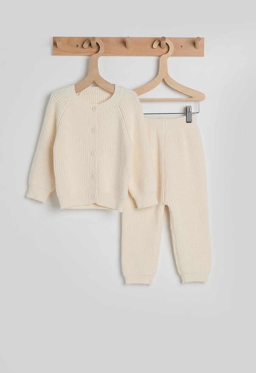 Pop Candy - Ribbed knit cardigan & joggers - cream