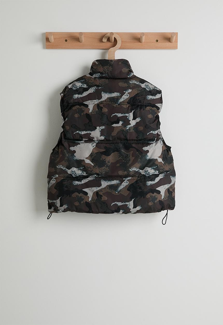 Pop Candy - Distressed camo puffer vest - multi