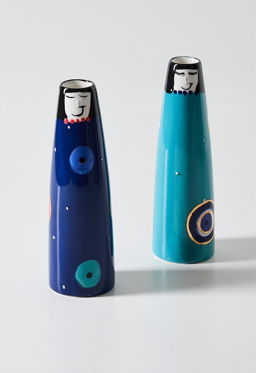 Urchin Art - Mini Figurine Vase Evil Eye - Dark Blue