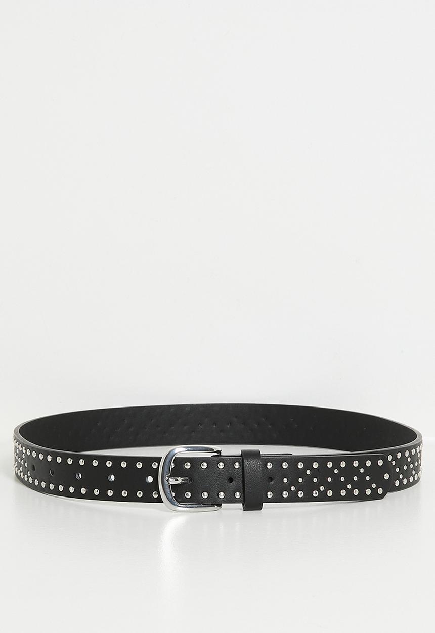 Rubi - Slim Dad Studded Belt 2Pk - Black/Silver Studs & Tan Micro/Brushed Gold