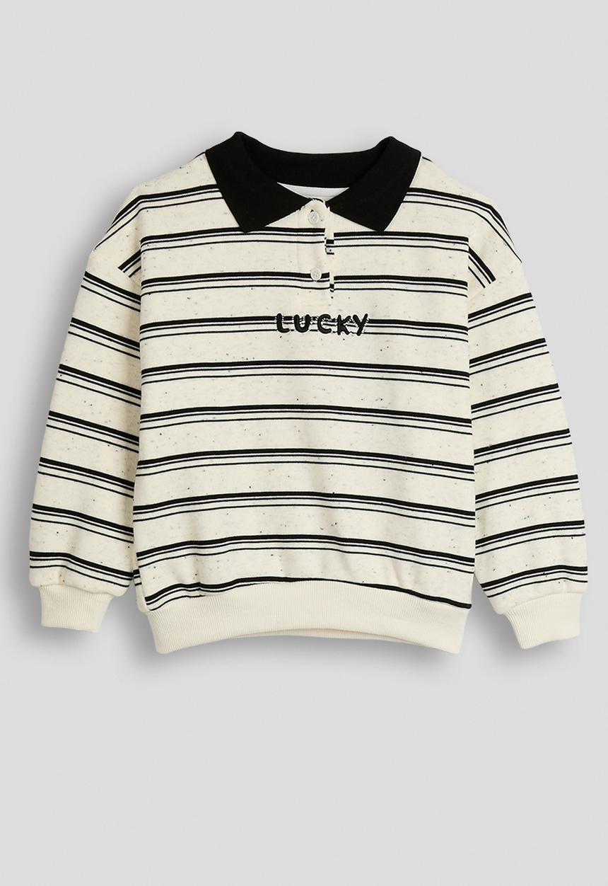 Pop Candy - Rugby jersey-style sweatshirt - white/black stripes
