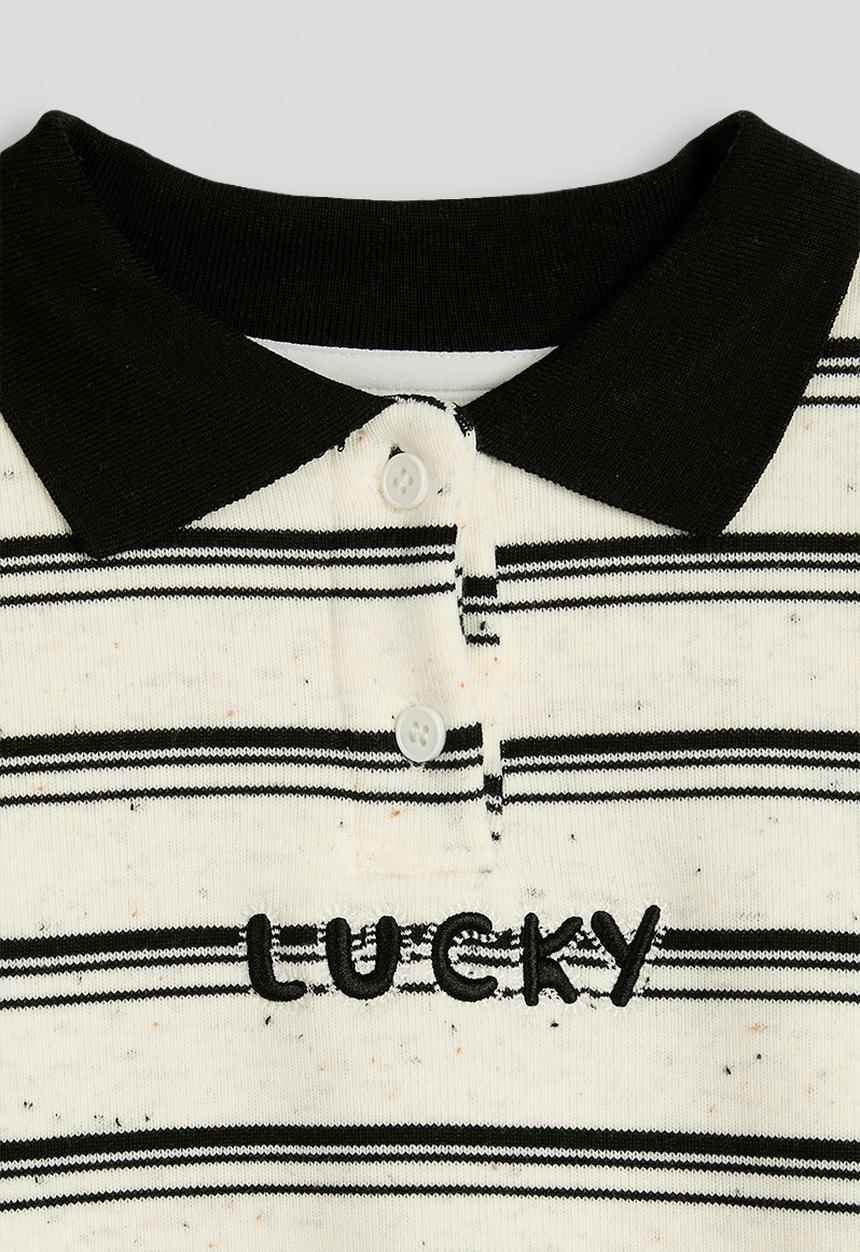 Pop Candy - Rugby jersey-style sweatshirt - white/black stripes