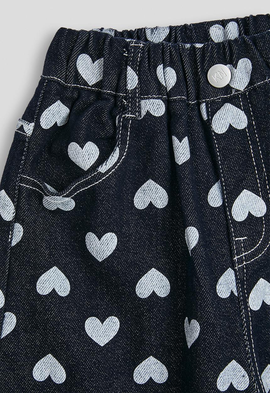 Pop Candy - Heart printed wide leg jeans - navy