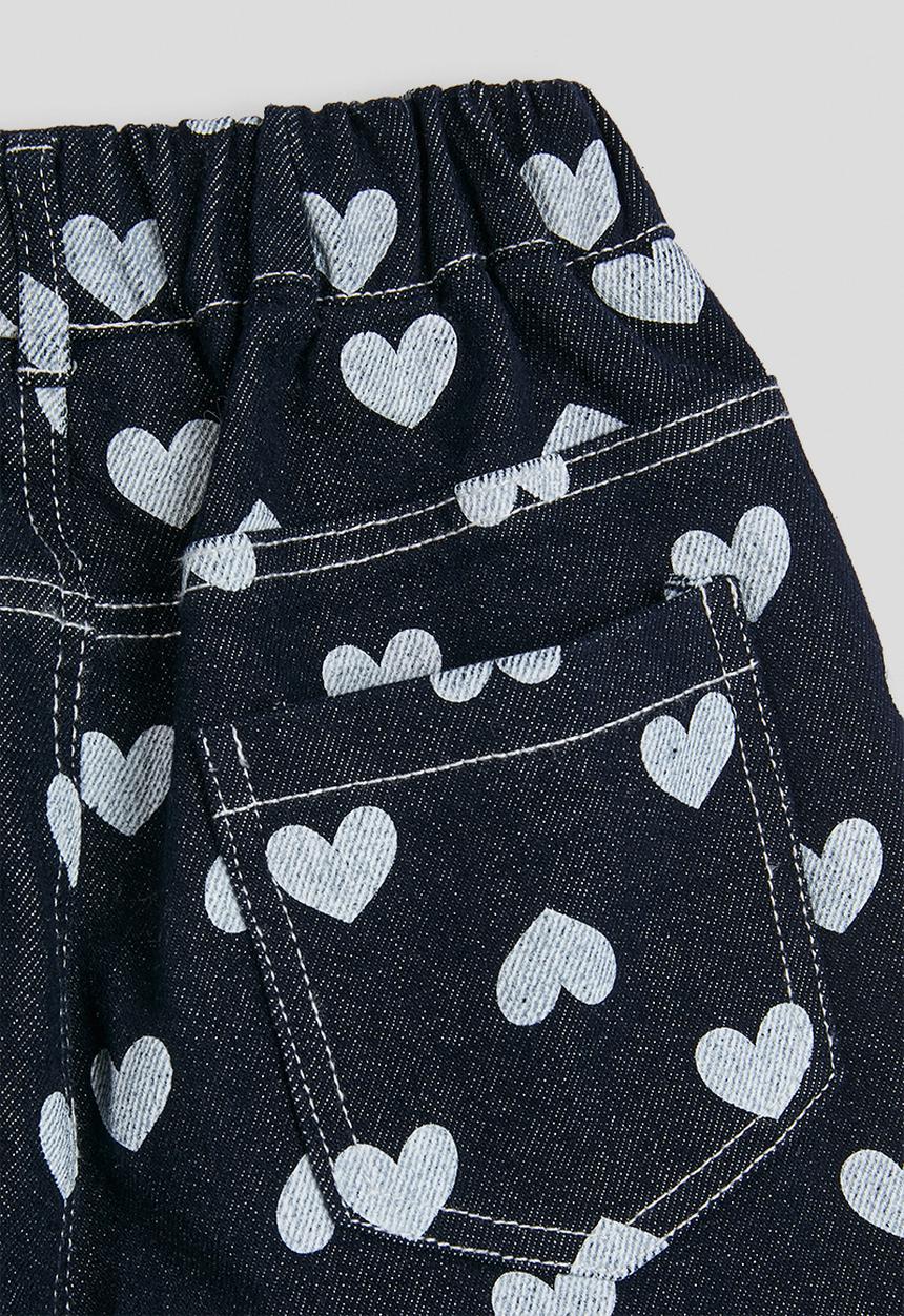 Pop Candy - Heart printed wide leg jeans - navy