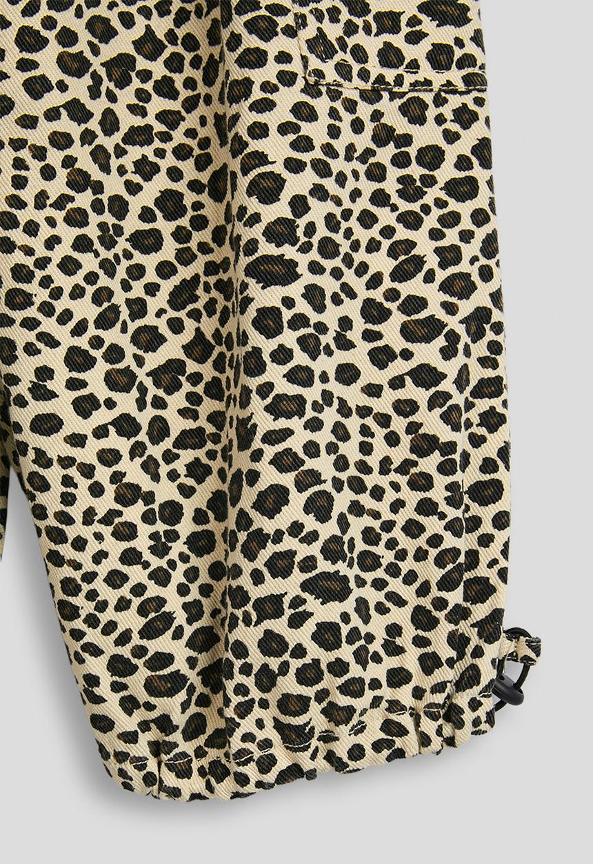 Pop Candy - Wide leg cargo jeans with drawstring hem - leopard print