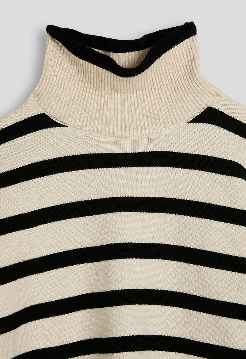 Pop Candy - Knit poloneck - black stripe
