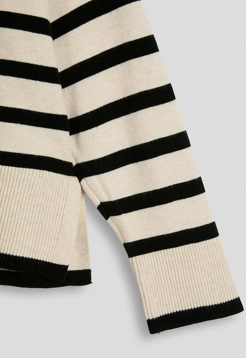 Pop Candy - Knit poloneck - black stripe