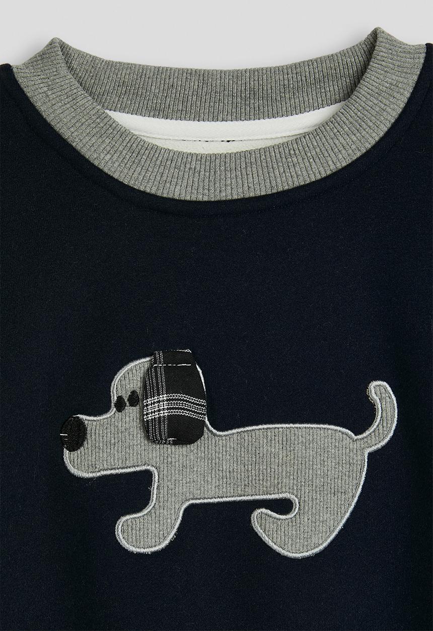 Pop Candy - Dog embroidered sweatshirt - prussian blue/grey
